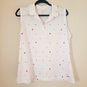 Nike Women's XL Dri-FIT Victory Printed Golf Polo Sleeveless White Shirt